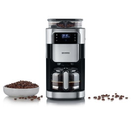 Severin KA 4813 Cafetera de filtro con molinillo integrado, Negro/Acero inoxidable