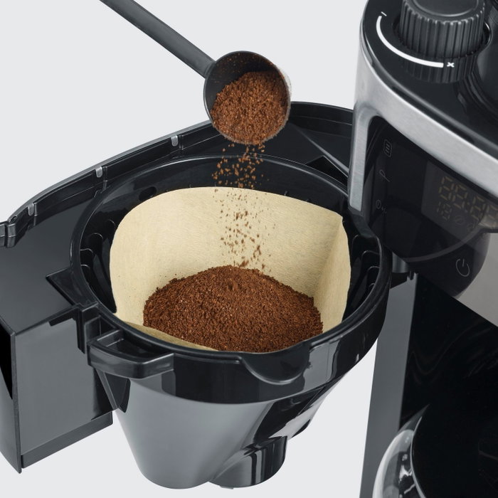 Severin KA 4813 Cafetera con molinillo, negro y plata