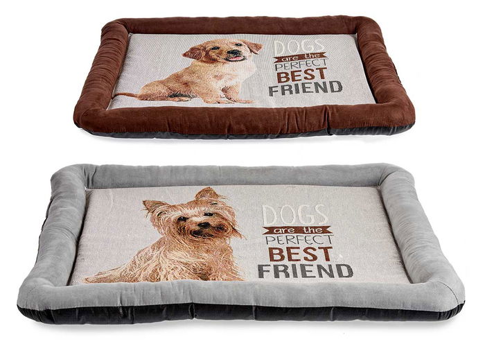 Mascow Cuna para Perro Rectangular 2 Colores Gris y Marrón 60x74x6 cm (Set de 6)