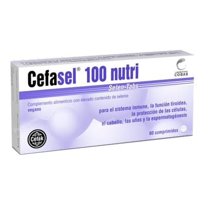 Cefak Cefasel 100Nutri 60 Comp. Complemento alimenticio de selenio para el sistema inmunitario, protección celular y función tiroidea Cefak Cefasel 100Nutri 60 Comp. Complemento alimenticio de selenio para el sistema inmunitario, protección celular y función tiroidea