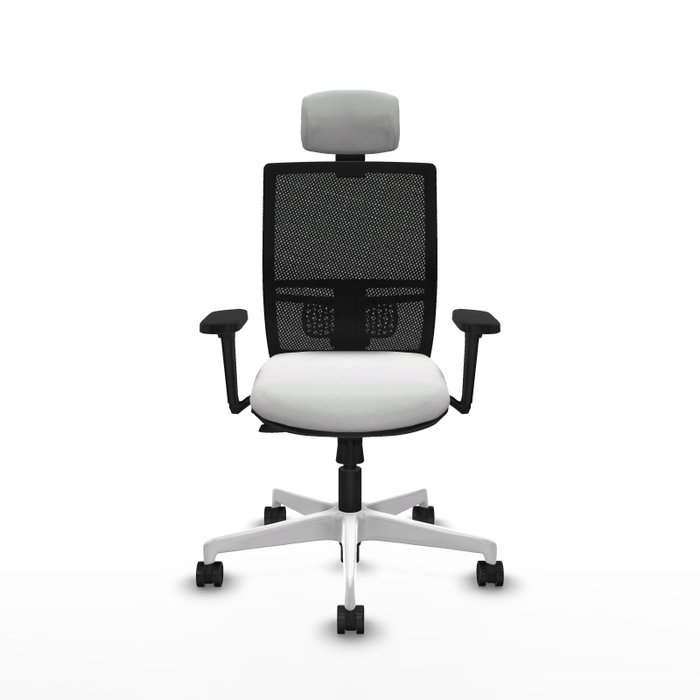 PIQUERAS Y CRESPO Silla de oficina Yunquera con mecanismo Sincro/Traslack, Blanco y Negro