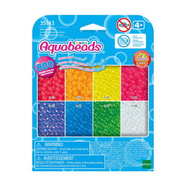 Aquabeads Recarga de Abalorios Neón 35143, Set de 800 Cuentas para Manualidades en 8 Colores Incluye Cuentas Clásicas, Poligonales y Estrella +4 Años
