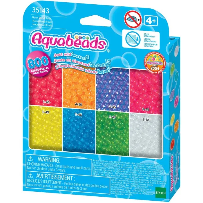 AQUABEADS Recarga Abalorios Neón 35143 con 800 Cuentas en 8 Colores AQUABEADS Recarga Abalorios Neón 35143 con 800 Cuentas en 8 Colores