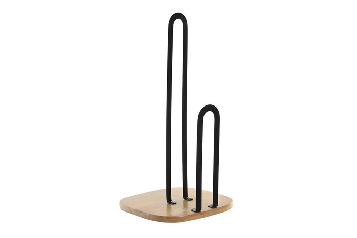 DKD Home Decor Portarrollos de Acero y Bambú Negro