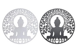 DKD Home Decor Decoración de Pared Metal Buda 60x60 cm Surtido de 2
