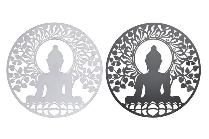 DKD Home Decor Decoración de Pared Metal Buda 60x60 cm Surtido de 2 DKD Home Decor Decoración de Pared Metal Buda 60x60 cm Surtido de 2