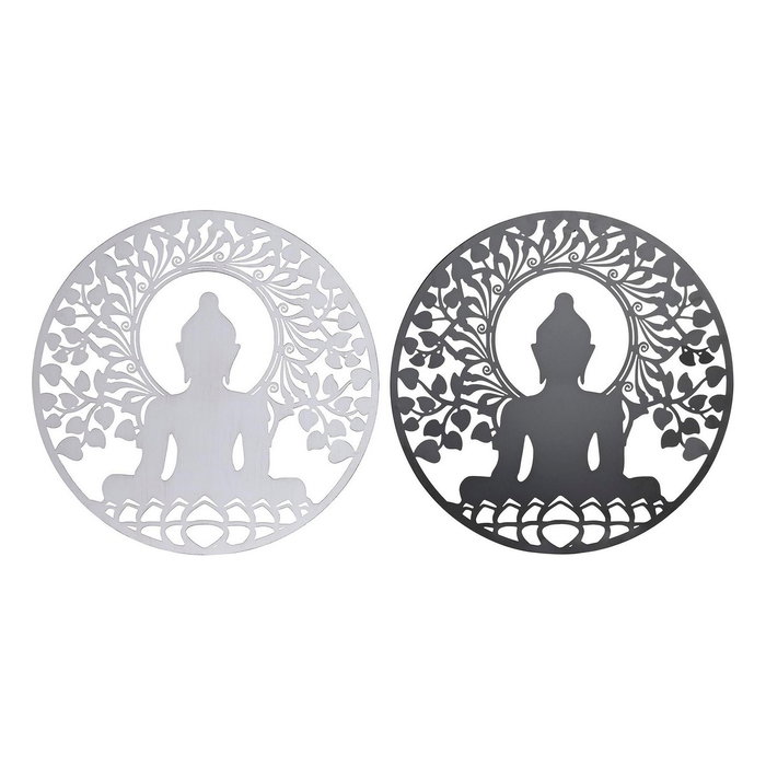 DKD Home Decor Decoración de Pared Metal Buda 60x60 cm Surtido de 2 DKD Home Decor Decoración de Pared Metal Buda 60x60 cm Surtido de 2