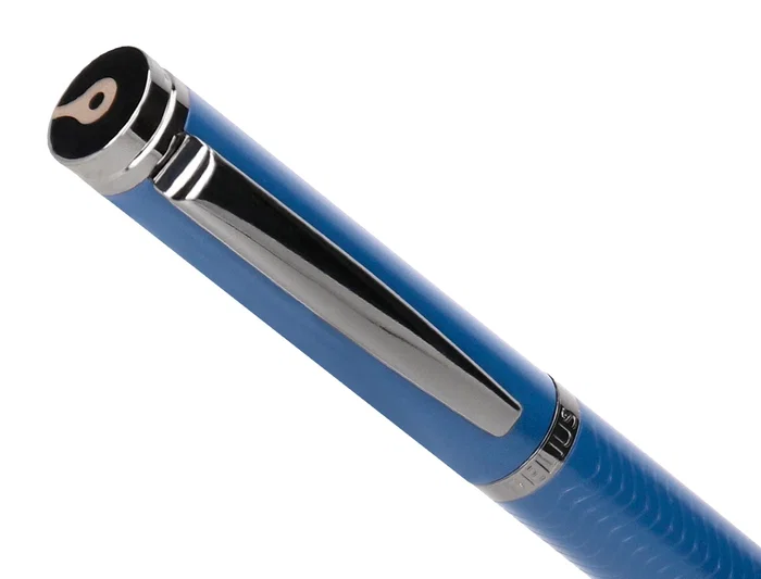 Belius Boligrafo Neptuno Aluminio Textura Wavy Color Azul Marino Tinta Azul Caja Diseño 0.8mm