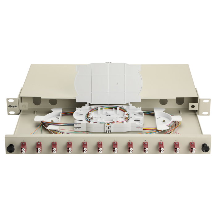 EQUIP Panel de empalme de fibra óptica 12 puertos LC-Duplex OM4 1U Gris
