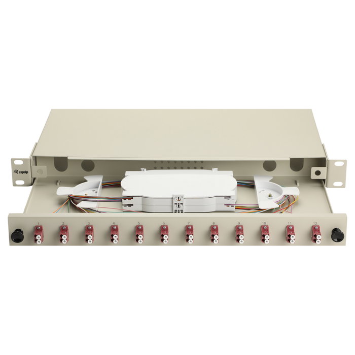 EQUIP Panel de empalme de fibra óptica 12 puertos LC-Duplex OM4 1U Gris