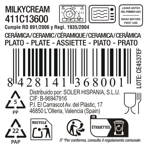 La Mediterranea Plato Llano Milkycream ø25.5cm