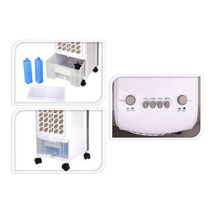 EDM Climatizador por Agua 80W, 3.6L Tanque, 3 Velocidades, Flujo Oscilante, 65 dB, Blanco/Gris, 24x26x57 cm EDM Climatizador por Agua 80W, 3.6L Tanque, 3 Velocidades, Flujo Oscilante, 65 dB, Blanco/Gris, 24x26x57 cm