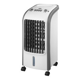 EDM Climatizador por Agua 80W, 3.6L Tanque, 3 Velocidades, Flujo Oscilante, 65 dB, Blanco/Gris, 24x26x57 cm