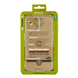 Muvit Funda Shockproof iPhone - Fabricada con Material 100% Reciclado - Protección Contra Caídas de 2 m - Acceso Total a Puertos y Cámara - Eco-Packaging