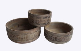 DKD Home Decor Set de 3 Centros de Mesa de Mango Natural 30,5x30,5x12,7 cm
