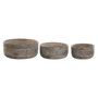 DKD Home Decor Set de 3 Centros de Mesa de Mango Natural 30,5x30,5x12,7 cm