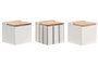 DKD Home Decor Salero Gres Bambu Relieve Blanco Surtido de 3 unidades