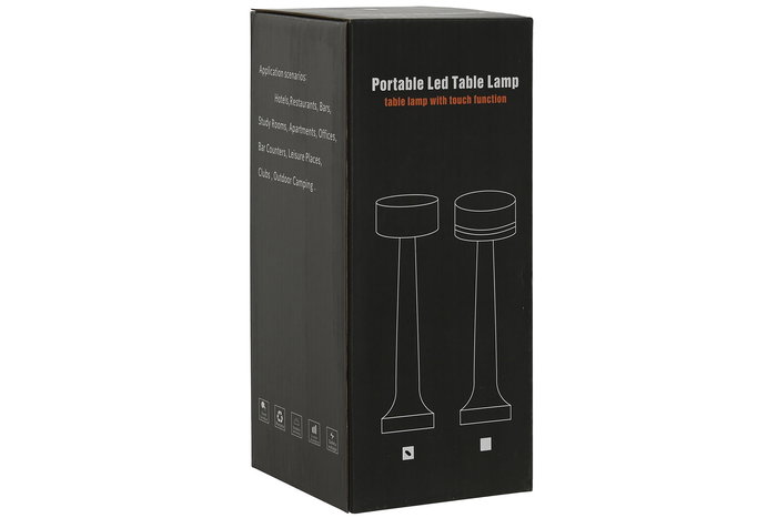 DKD Home Decor Lámpara Sobremesa Moderno Blanco Negro LED Metal Tactil Recargable 3 Niveles Brillo 2 Unidades 9 x 9 x 21 cm