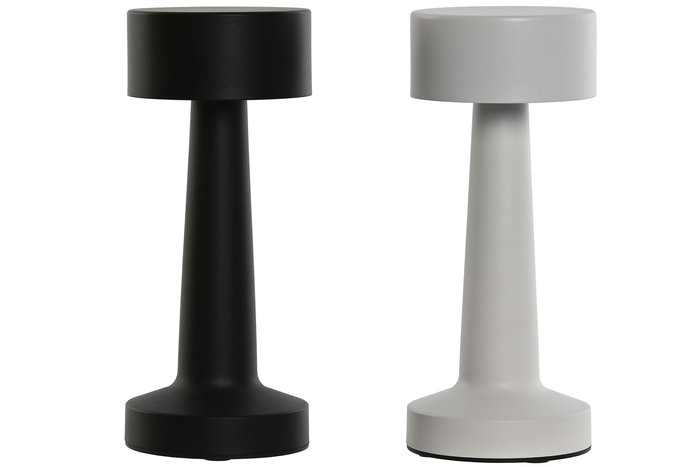 DKD Home Decor Lámpara Sobremesa Moderno Blanco Negro LED Metal Tactil Recargable 3 Niveles Brillo 2 Unidades 9 x 9 x 21 cm