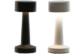 DKD Home Decor Lámpara Sobremesa Moderno Blanco Negro LED Metal Tactil Recargable 3 Niveles Brillo 2 Unidades 9 x 9 x 21 cm