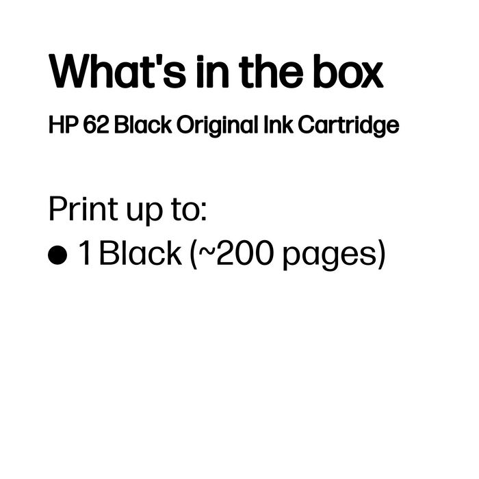 HP 62 Cartucho de Tinta Negro Original HP 62 Cartucho de Tinta Negro Original
