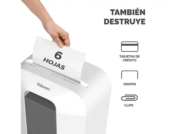 Fix Destructora LX25 Capacidad 6 Hojas Seguridad P4 Partículas Destruye Grapas Clips Tarjetas