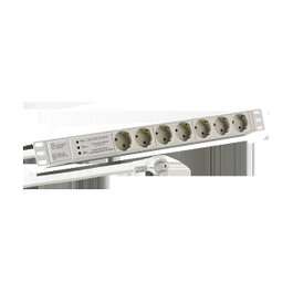EFB Elektronik Regleta de enchufes 19 1HE con 7 tomas CEE 7/3 y perfil de aluminio, gris