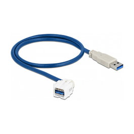 DeLOCK Módulo Keystone USB 3.0 A hembra a USB 3.0 A macho con cable 0,5 m Blanco