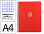 Antartik Cuaderno Espiral A4 Micro - Tapa Foam, 120 Hojas Cuadrícula 5mm 90gr, 5 Bandas, 4 Taladros - Color Rojo