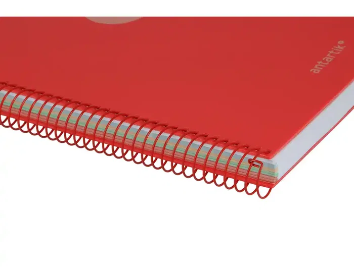 Antartik Cuaderno Espiral A4 Micro - Tapa Foam, 120 Hojas Cuadrícula 5mm 90gr, 5 Bandas, 4 Taladros - Color Rojo