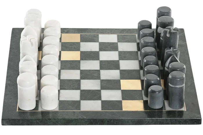 DKD Home Decor Juego de Mesa Ajedrez de Mármol y Latón