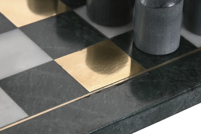 DKD Home Decor Juego de Mesa Ajedrez de Mármol y Latón