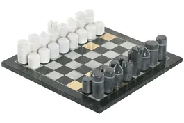 DKD Home Decor Juego de Mesa Ajedrez de Mármol y Latón