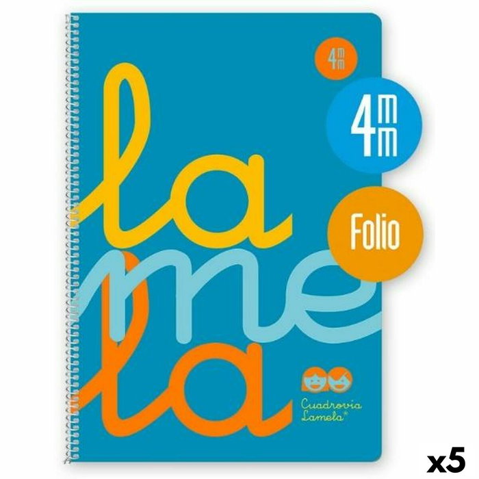 Lamela Set de 5 Cuadernos Espiral Folio 80H 90gr Cuadrovía Azul Fluorescente