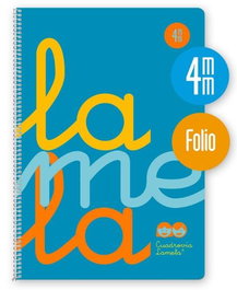 Lamela Cuaderno Espiral Folio 80H 90 gr Cuadrovía 4 mm Con Margen Cubierta PP Azul Fluorescente (Set 5) (Set de 5)