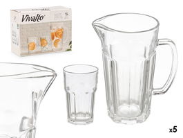 VIVALTO Set 5 Piezas Jarra y Vasos para Agua de Vidrio Transparente 29x22x13 cm (Set de 4)