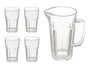 VIVALTO Set 5 Piezas Jarra y Vasos para Agua de Vidrio Transparente 29x22x13 cm (Set de 4)