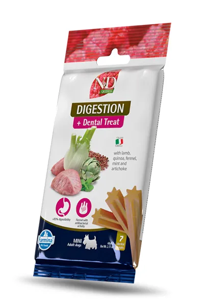 Farmina ND Treat Dog Digestion Adult Mini Cordero, Quinoa, Hinojo, Menta y Alcachofa 15x60g Farmina ND Treat Dog Digestion Adult Mini Cordero, Quinoa, Hinojo, Menta y Alcachofa 15x60g