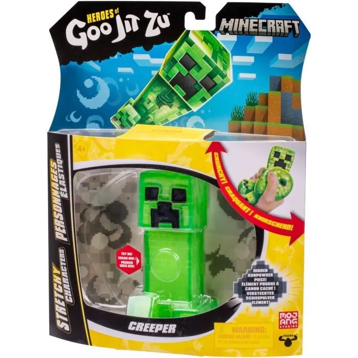 Heroes Of Goo Jit Zu Figura Elástica Creeper de Minecraft 11 cm Textura Elástica GOO JIT ZU