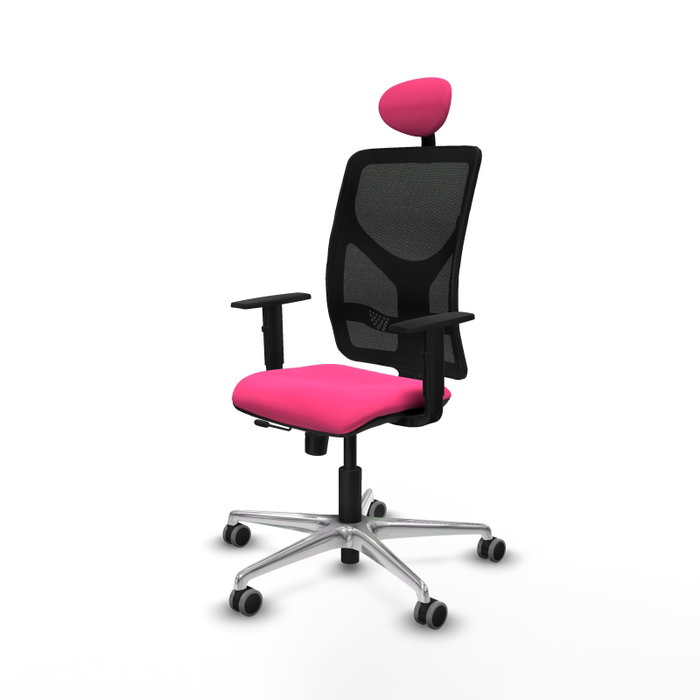 PIQUERAS Y CRESPO Silla de oficina Motilla Rosa y Negro con mecanismo Sincro/Traslack