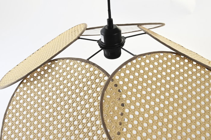 DKD Home Decor Lámpara de Techo de Ratán y Metal Marrón 64x64x23 cm