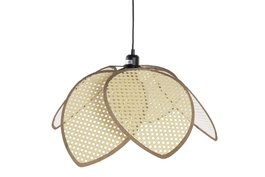 DKD Home Decor Lámpara de Techo de Ratán y Metal Marrón 64x64x23 cm