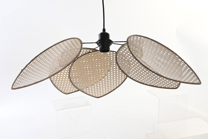 DKD Home Decor Lámpara de Techo de Ratán y Metal Marrón 64x64x23 cm