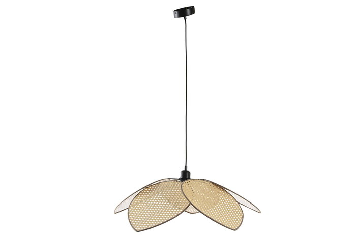 DKD Home Decor Lámpara de Techo de Ratán y Metal Marrón 64x64x23 cm