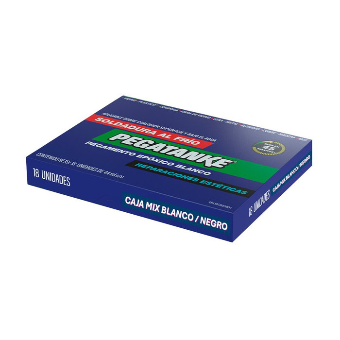 Pegatanke Caja mix de adhesivo epóxico profesional bicomponente blanco y negro, 18 uds x 44 ml Pegatanke Caja mix de adhesivo epóxico profesional bicomponente blanco y negro, 18 uds x 44 ml