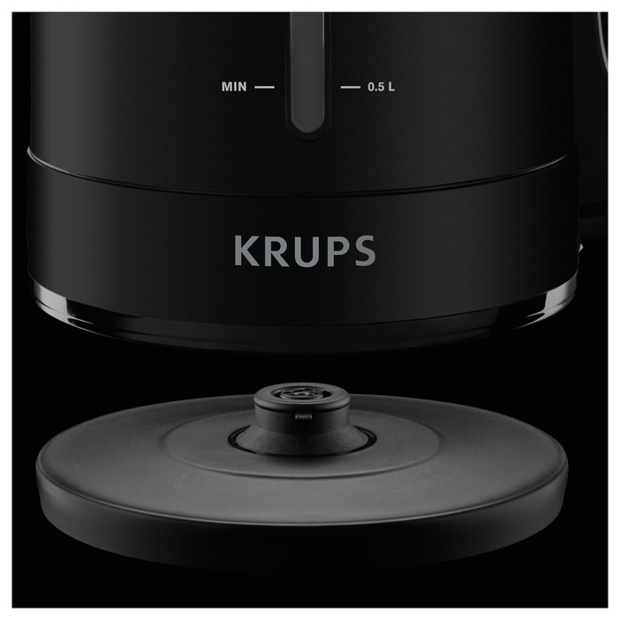 Krups BW2448 - Hervidor eléctrico, 1.6L, Negro, con base giratoria 360°, apagado automático y filtro antical