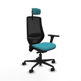 PIQUERAS Y CRESPO Silla de oficina Mardos con mecanismo Sincro/Traslack, Turquesa y Negro