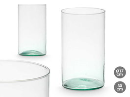 Giftdecor Jarron Vidrio Reciclado Cilindro Transparente 17 x 30 cm (Set de 4)