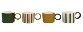 DKD Home Decor Tazas de Porcelana New Bone Surtidas, 400ml