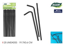 Algon Set de 24 Pajitas Reutilizables Negras 197x6 mm